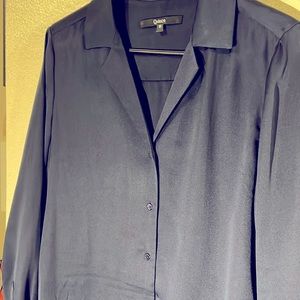Quince Navy Washable Silk Blouse